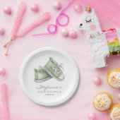 グリーンウォーターベビーシューズベビーシャワー ペーパープレート (パーティー)