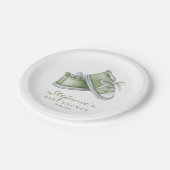 グリーンウォーターベビーシューズベビーシャワー ペーパープレート (アングル)