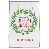 グリーンウォーターリースで最も幸せな休日の中間g ミディアムペーパーバッグ (裏面)