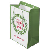 グリーンウォーターリースで最も幸せな休日の中間g ミディアムペーパーバッグ (裏面アングル)