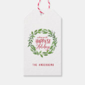 グリーンウォーターリースで最も幸せな休日 ギフトタグ (正面)