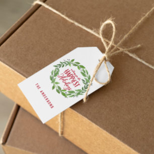 グリーンウォーターリースで最も幸せな休日 ギフトタグ