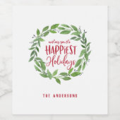 グリーンウォーターリースで最も幸せな休日 ワインラベル (シングルラベル)