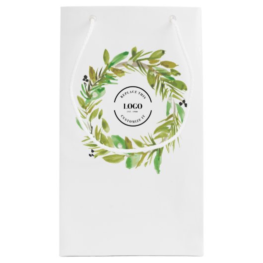 グリーンウォーターリースビジネスロゴクリスマス スモールペーパーバッグ (裏面)