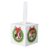 グリーンウォーターリースフォトクリスモダンマス キューブオーナメント (正面アングル)