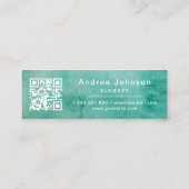 グリーンウォーター後を追カラーソーシャルメディアQRコードはっきりした スキニー名刺 (裏面)