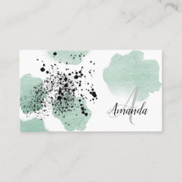 グリーンウォーター点々のあるカラーQRコードカスタム 名刺