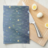 グリーンウォーター素朴カラー植物性フローラ花 キッチンタオル (四つ折り)