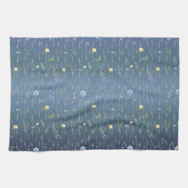 グリーンウォーター素朴カラー植物性フローラ花 キッチンタオル