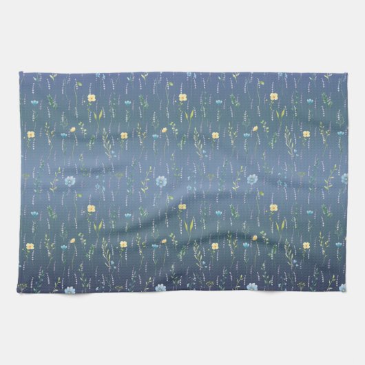 グリーンウォーター素朴カラー植物性フローラ花 キッチンタオル (横)