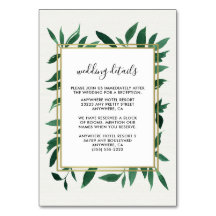 グリーンウォーター結婚カラー植物挿入カード