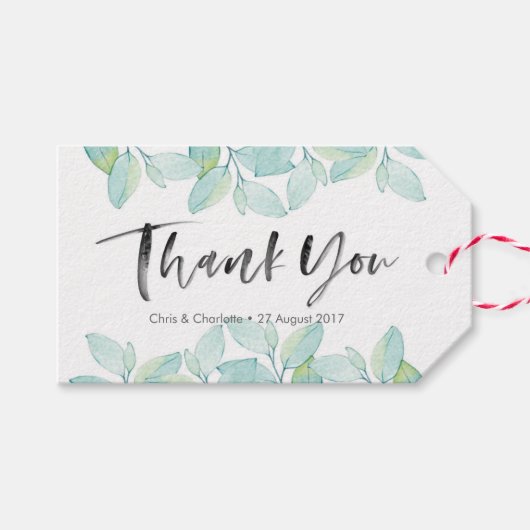 グリーンウォーター色ありがとうラベル |メッセージカード ギフトタグ (正面(横))