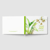 グリーンウォーター色のオーキッドアート結婚のゲストブック ゲストブック (全面)