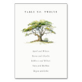 グリーンウォーター色のオーク結婚ツリーの座席 テーブルナンバー (正面)