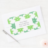 グリーンウォーター色のスノーフレーク模様ラベル 長方形シール (封筒)