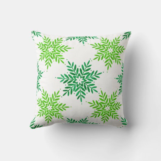 グリーンウォーター色のスノーフレーク模様 クッション (裏面)