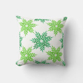 グリーンウォーター色のスノーフレーク模様 クッション (正面)