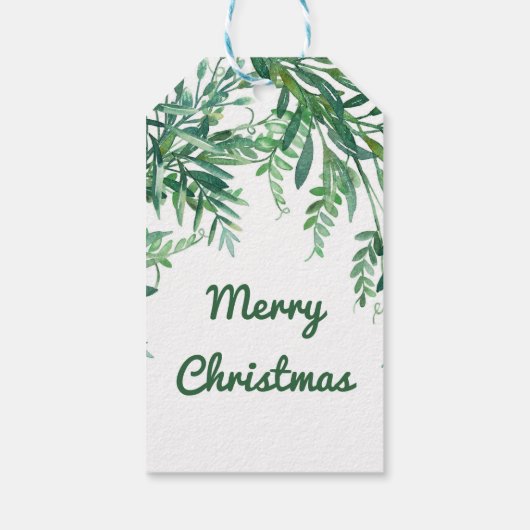 グリーンウォーター色のトロピカル葉クリスマス ギフトタグ (裏面)