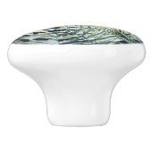 グリーンウォーター色のトロピカル葉 セラミックノブ (側面)