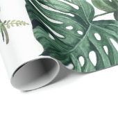 グリーンウォーター色のトロピカル葉 ラッピングペーパー (ロールコーナー)