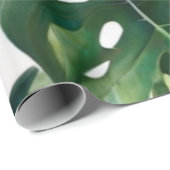 グリーンウォーター色のトロピカル葉 ラッピングペーパー (ロールコーナー)