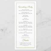 グリーンウォーター色のパーム結婚フロンの葉の式 プログラム (裏面)