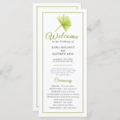 グリーンウォーター色のパーム結婚フロンの葉の式 プログラム (正面/裏面)