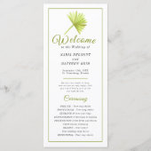 グリーンウォーター色のパーム結婚フロンの葉の式 プログラム (正面)