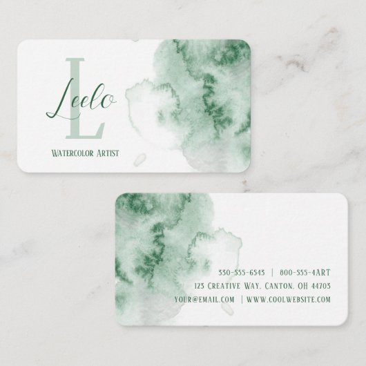 グリーンウォーター色の名刺 名刺 (正面/裏面)