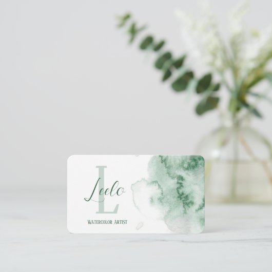 グリーンウォーター色の名刺 名刺 (スタンド正面)