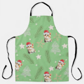 グリーンウォーター色の子猫サンタ・メリークリスマス エプロン (正面)