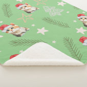 グリーンウォーター色の子猫サンタ・メリークリスマス シェルパブランケット (3/4)