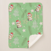グリーンウォーター色の子猫サンタ・メリークリスマス シェルパブランケット (正面)