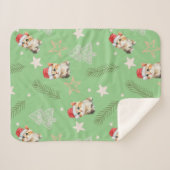 グリーンウォーター色の子猫サンタ・メリークリスマス シェルパブランケット (正面(横))