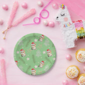 グリーンウォーター色の子猫サンタ・メリークリスマス ペーパープレート (パーティー)