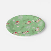 グリーンウォーター色の子猫サンタ・メリークリスマス ペーパープレート (アングル)