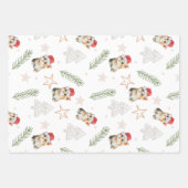 グリーンウォーター色の子猫サンタ・メリークリスマス ラッピングペーパーシート (正面2)