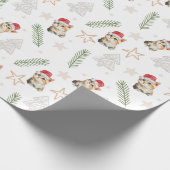 グリーンウォーター色の子猫サンタ・メリークリスマス ラッピングペーパー (角)