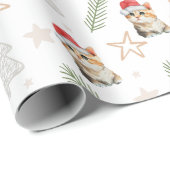 グリーンウォーター色の子猫サンタ・メリークリスマス ラッピングペーパー (ロールコーナー)