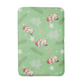 グリーンウォーター色の子猫サンタ・メリー・クリスマス バスマット (正面縦)