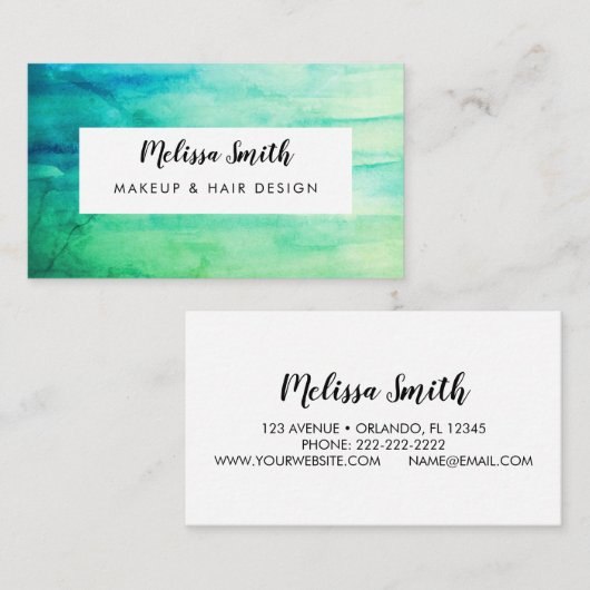 グリーンウォーター色の抽象芸術カスタム 名刺 (正面/裏面)