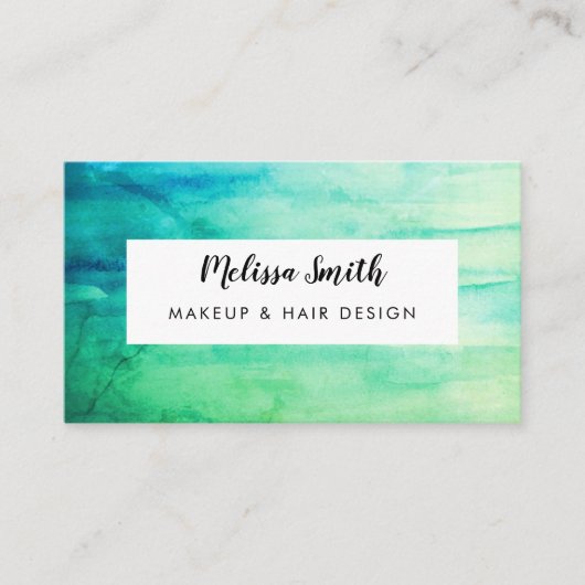グリーンウォーター色の抽象芸術カスタム 名刺 (正面)