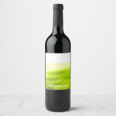 グリーンウォーター色の抽象芸術 ストライプ ワインラベル (正面)