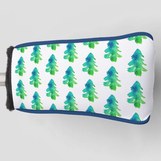 グリーンウォーター色の森の松の木 ゴルフヘッドカバー (正面)