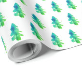 グリーンウォーター色の森の松の木 ラッピングペーパー (ロールコーナー)