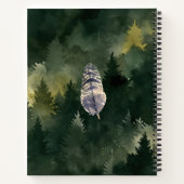 グリーンウォーター色の森フクロウ個人ジャーナル ノートブック (裏面)