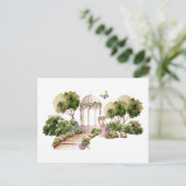 グリーンウォーター色の楽しい庭園の結婚式 ポストカード (スタンド正面)