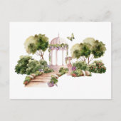 グリーンウォーター色の楽しい庭園の結婚式 ポストカード (正面)