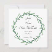 グリーンウォーター色の葉リース セーブザデート (正面)