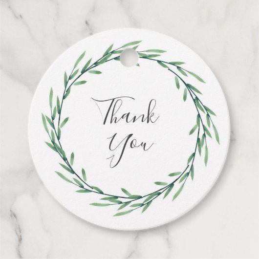 グリーンウォーター色の葉リース フェイバータグ (正面)